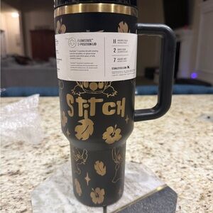 Stanley Black and Gold Stitch Travel Mug
